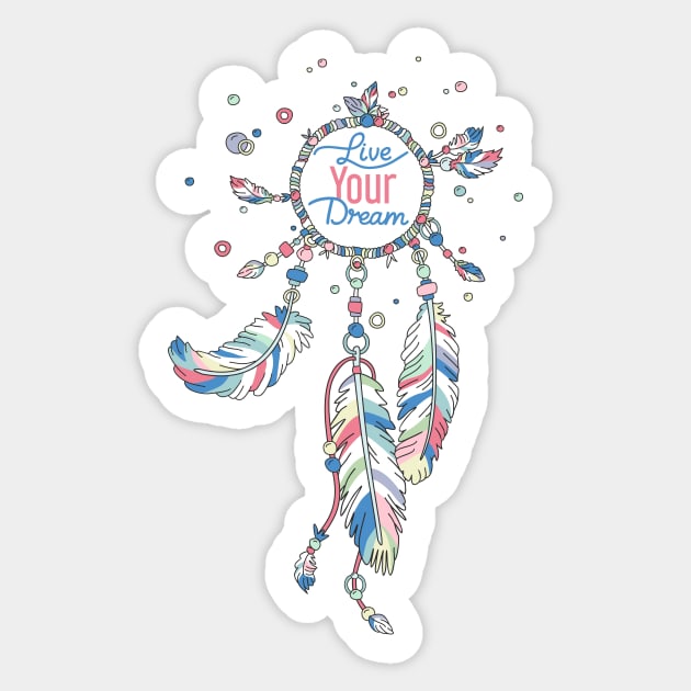 Live Your Dream Dream Catcher - Pastel Colors Sticker by XOOXOO